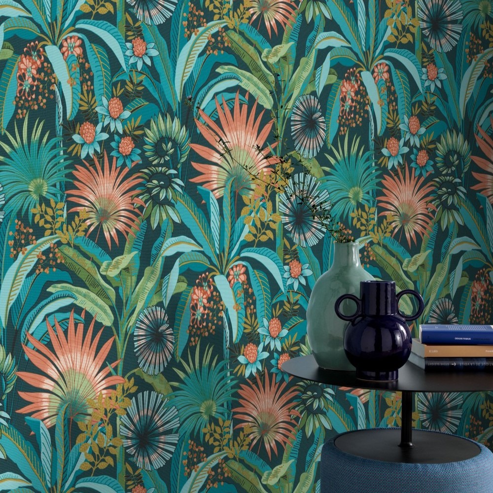 Papier peint Erismann, Collection Martinique - Intissé grainé, Décor : BAMBOU TON MARRON